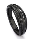 Gevlochten Lederen Multilayer Armband Bruin | Schuifsluiting