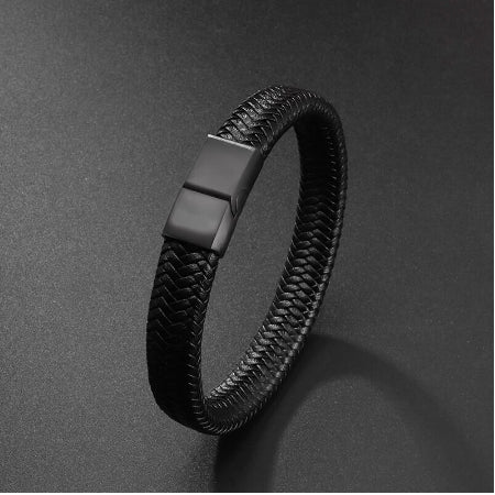 Leren armband gevlochten Blauw | Schuifsluiting